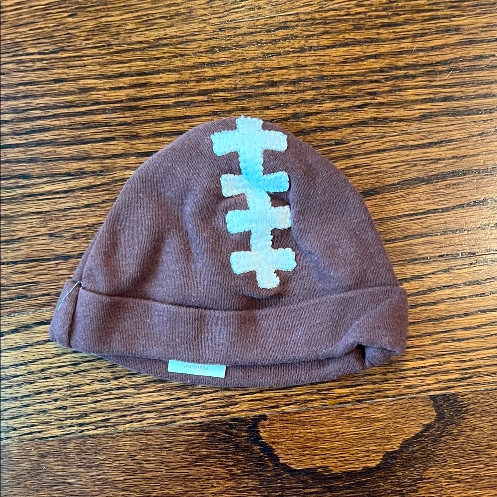Mud Pie Brown Kids Hat with Football Stitching